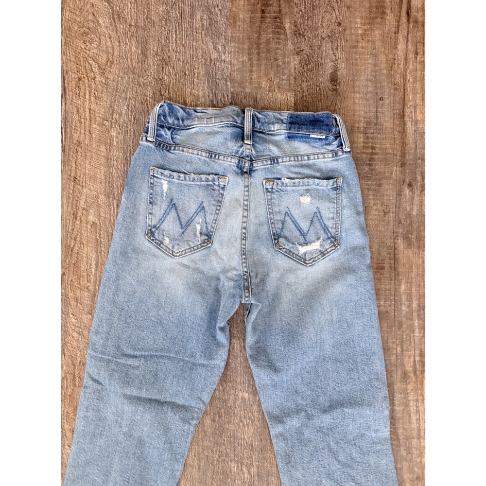Mother Superior High Waisted Straight Leg Distressed Jeans Light Wash Size 26 - Picture 4 of 16